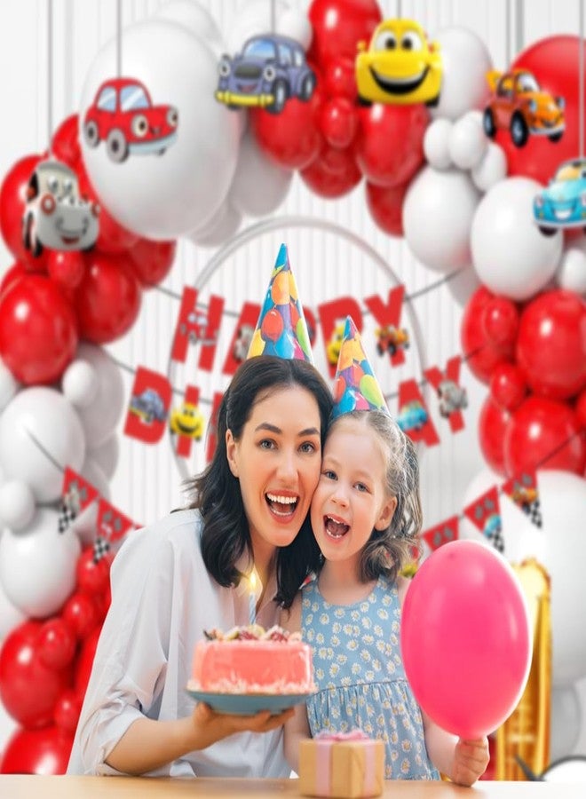 pixelfox مجموعة زينة عيد ميلاد سيارة للأولاد | مجموعة زينة حفلات بطابع سيارات السباق | لوازم حفلات سيارات ممتعة لأعياد الميلاد | زينة سيارة لعيد ميلاد الأولاد للاحتفال بالعام الأول والعاشر - Image 5